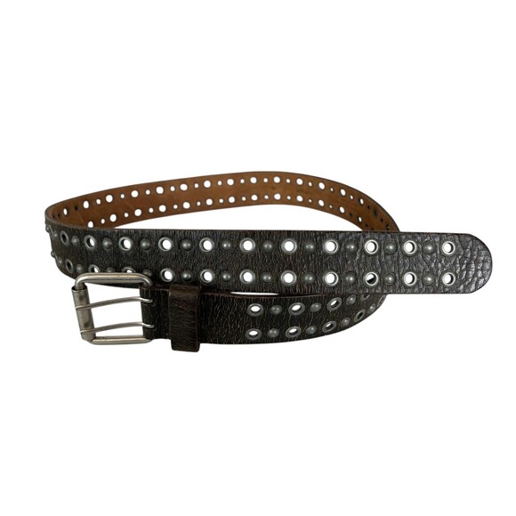 Banana Republic Brown Distressed Leather Grommet & Studded Fully Adj Belt Size M - Picture 1 of 10